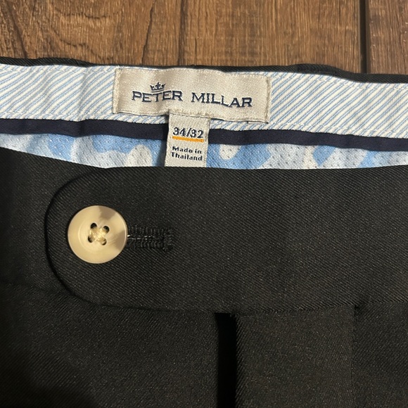 Peter Millar Black Crown Crafted Performance Pants 34/32 Flat Front Golf Casual